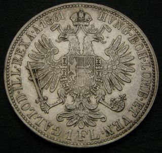 Austria 1 Florin 1861 A - Silver - Franz Joseph I.  - Vf - 1315