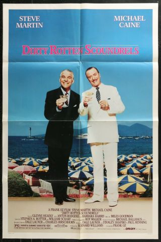 Dirty Rotten Scoundrels Michael Caine Orig 1988 1 - Sheet Movie Poster 27 X 41 1u
