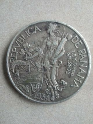 1934 Republica De Panama Un Balboa Vn De Balboa Silver