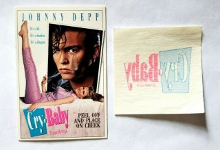 Vintage 1990 Cry Baby Movie Promo Set Fake Teardrop & Tattoo Johnny Depp Waters