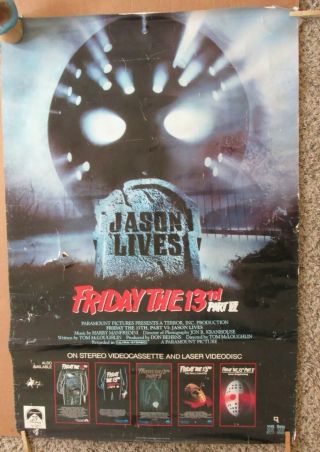 Vintage 1980s Movie Poster Friday The 13th 6 Poor