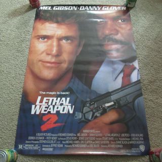 Vintage 80s Lethal Weapon 2 Video Movie Poster Danny Glover Mel Gibson 1989
