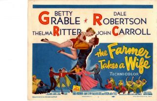Farmer Takes A Wife 1953 Release Title Lobby Card Betty Grable