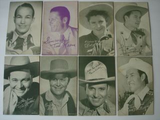 8 Vintage Arcade Exhibit Cards.  Cowboy Movie Actors Of The 1940s