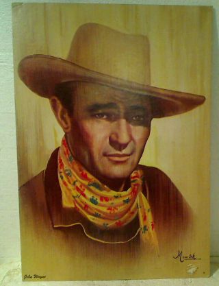 Vintage John Wayne Poster Standee Cowboy Painting Print On Board By Munish 12x17