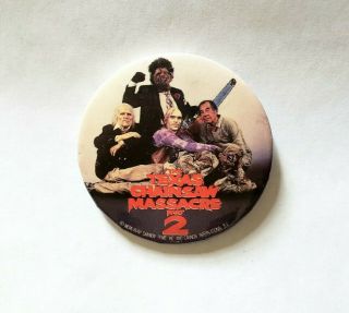Vintage 1986 The Texas Chainsaw Massacre 2 Movie Promo Button - Leatherface Pin