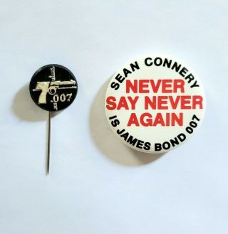 Vintage James Bond Movie Promo Button Set - Never Say Again Sean Connery 007 Pin