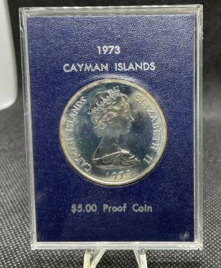 Cayman Islands 1973 $5 Silver Proof Coin - 1.  0557 Asw