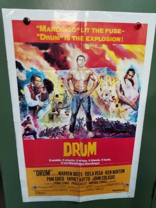 1976 Drum One Sheet Poster 27x41 Warren Oates,  Isela Vega Slavery Thriller