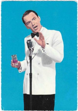 Frank Sinatra Drinking " The Joker Is Wild " Color Photo Post Card (1950s) Germany