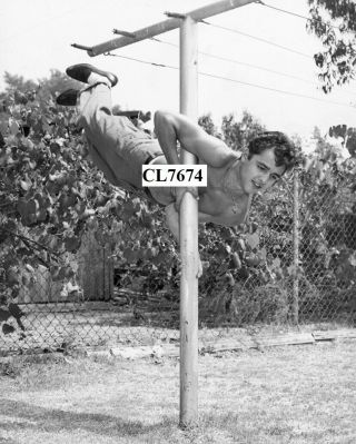 Sal Mineo Barechested Exercising In The Yard Of His Home Beefcake Photo