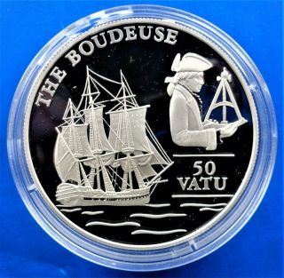 Series,  Ships In Silver Coins.  Vanuatu 50 Vatu 1993 Proof Unc In A Kapsel