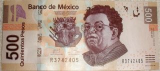 Mexico 2015 500 Peso Banknote - Unc - P - 126k.  1
