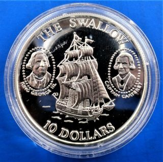 Series,  Ships In Silver Coins.  Solomon Islands $10 1994 Proof Unc In A Kapsel