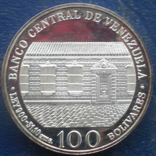 . 900 Silver 1983 Venezuela 100 Bolivares 200th Simon Bolivar 
