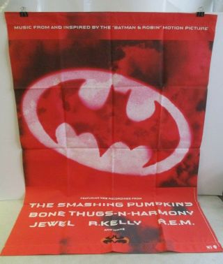 Vintage 1997 Batman And Robin Movie Soundtrack Store Display Banner 50 " X 36 "