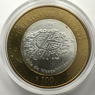2007 Mexico 100 Pesos Estado De Nayarit Bimetallic Km 798