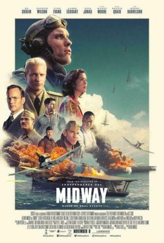 Midway - 13.  5 " X20 " Promo Movie Poster Wwii Luke Evans Ed Skrein