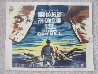 Last Train From Gun Hill Orig 1959 Hlf Sht B Movie Poster Fld Kirk Douglas Vg