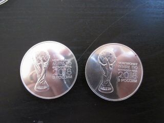 2018 Russia Silver 3 Roubles (1 Troy Ounce.  999) " Fifa World Cup "
