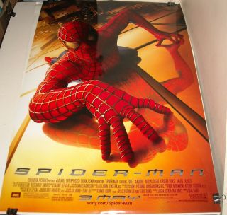 Rolled 2002 Spider Man Adv Movie Poster Double Sided Tobey Maguire Kirsten Dunst