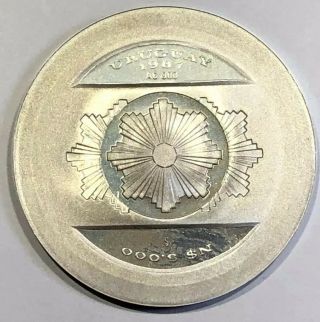 Uruguay 1987 5000 Pesos Proof.  900 Silver Coin Central Bank Low Mintage S50 2