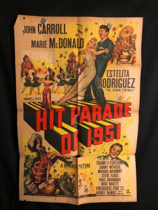 Hit Parade Of 1951 One Sheet Movie Poster Cuban Dancers Swing John Carroll Dance
