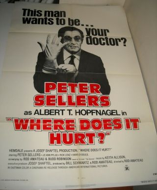 1978 Where Does It Hurt? Re Release 1 Sheet Movie Poster Peter Sellers Comedy