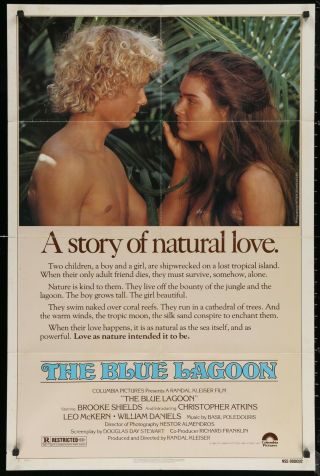 The Blue Lagoon Brooke Shields Original1980 One Us 1 - Sheet Movie Poster 27 X 41 "