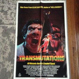 Transmutations Clive Barker Video Store Vhs Horror Movie Promo Poster From 1988