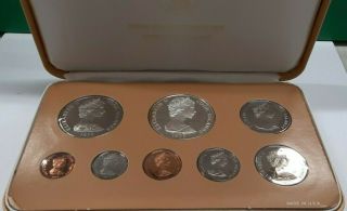 1977 Cook Islands 8 Coin Proof Set W/$5 Silver Orig Box & From Franklin