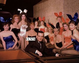 Hugh Hefner With Bunny Girls At The Playboy Key Club In Chicago Photo