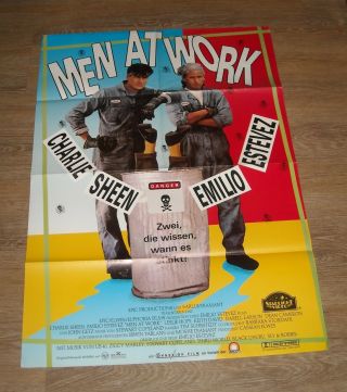 Men At Work German Movie Poster Charlie Sheen Emilio Estevez Comedy