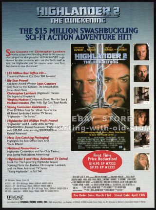 Highlander Ii_the Quickening_orig.  1994 Trade Print Ad / Advert_sean Connery