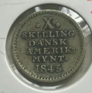 1845 Danish West Indies 10 Skilling