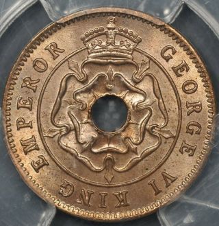 1944 Pcgs Ms64rd Southern Rhodesia 1/2 Half Penny Lustrous Red