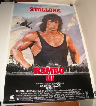 Rolled 1988 Rambo Iii 1 Sheet Movie Poster Sylvester Stallone Painted Art