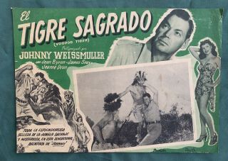 Voodoo Tiger Johnny Weissmuller Mexican Lobby Card 1952