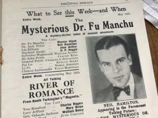 Warner Oland As Dr.  Fu Manchu 1920s Stoll London Program Art Deco Cover
