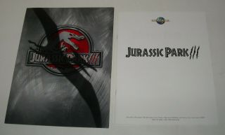 2001 Jurassic Park Iii Promo Movie Press Kit W Production Info Booklet Photos