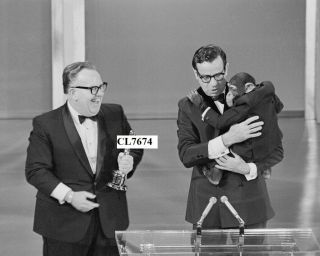 Walter Matthau And Chimpanzee Present Oscar To John Chambers At Academy Awards