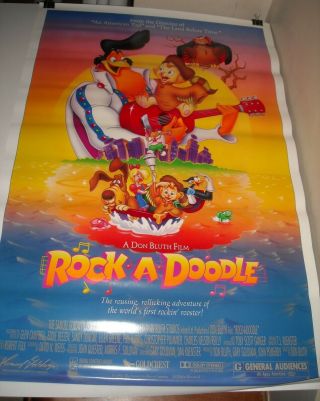 Rolled 1992 Don Bluth Rock A Doodle 1 Sheet Movie Poster Glen Campbell Animated