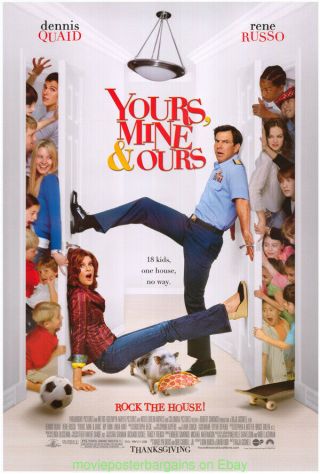 Yours,  Mine & Ours Movie Poster 27x40 Dennis Quaid