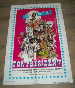 1975 Linda Lovelace For President 1 Sheet Movie Poster Gga Sexploitation Comedy