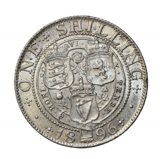 1896 Great Britain Silver Shilling Queen Victoria Coin KM 780 2