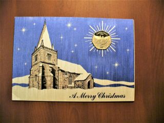 1988 Isle Of Man 50 - Pence Sterling Silver Proof Christmas Card,  Envelope &