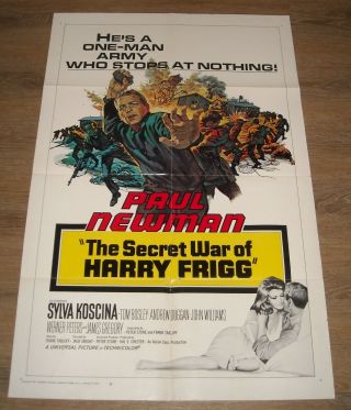 1968 The Secret War Of Harry Frigg 1 Sheet Movie Poster Paul Newman War Action