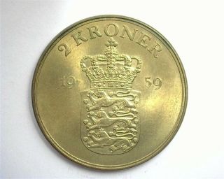 Denmark 1959 2 Kroner Gem,  Uncirculated
