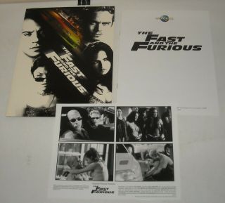 2001 The Fast & The Furious Promo Movie Press Kit 1 Photo Paul Walker Vin Diesel
