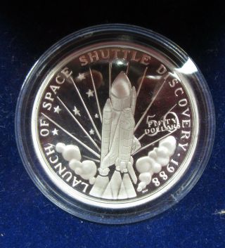 1989 $50 Space Shuttle Discovery Silver Proof Coin - Marshall Islands.  (1220238) 2